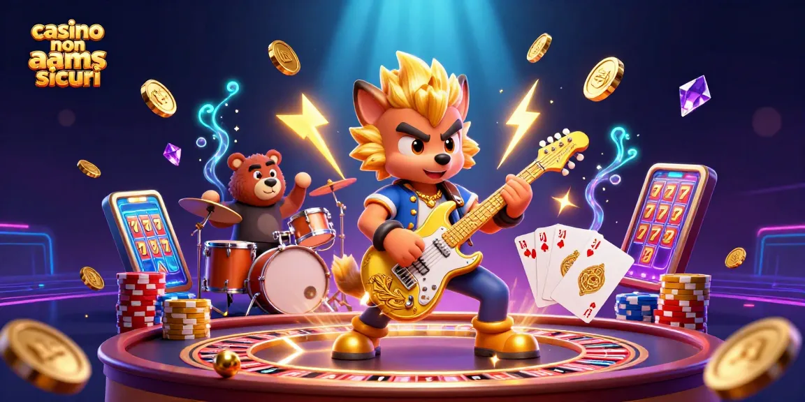 Catturare emozioni nei casino non AAMS sicuri con giochi, concerti dal vivo e monete dorate fluttuanti.
