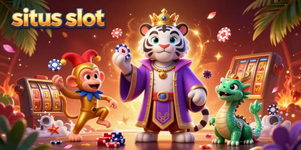 Experience the thrill of situs slot with vibrant characters, lucky symbols, and dynamic gaming elements.