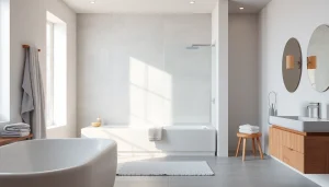 Admirez la paroi de douche sirhona élégante en verre dans une salle de bains moderne.