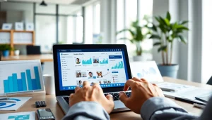 Showcasing the Instagram smm panel on a laptop in a modern workspace.