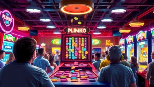 Main Plinko demo game showcasing an engaging and colorful setup di arcade.