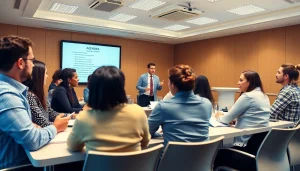 Engaged participants in executive assistant training enhance their skills in a modern classroom setting.