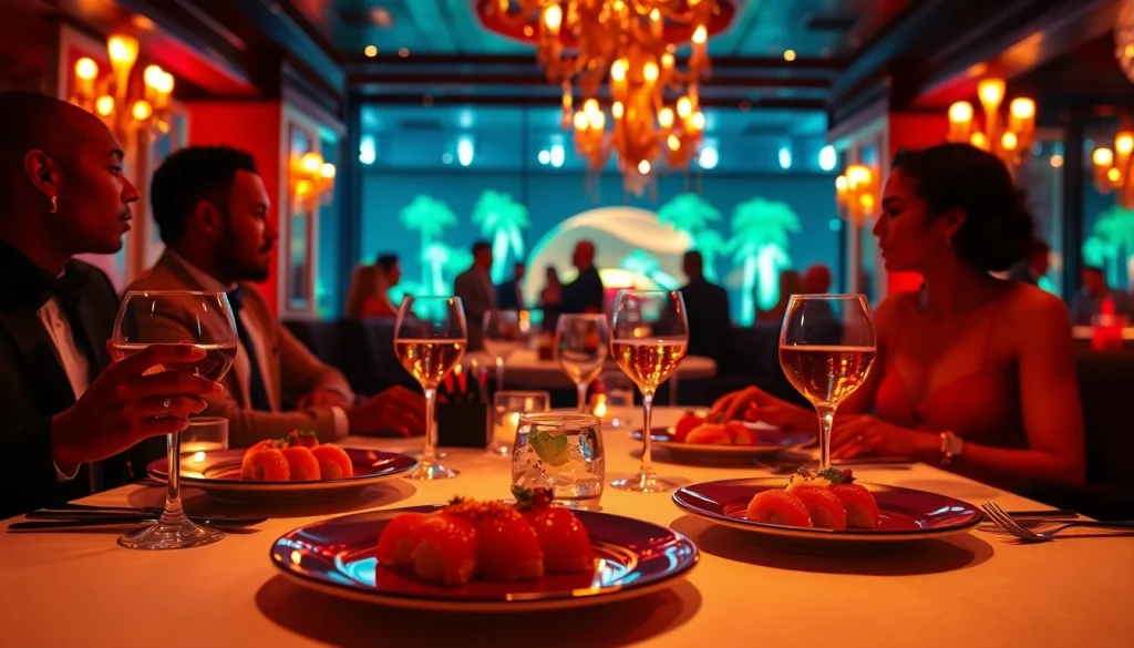 Dinner sxm at Club Noir featuring exquisite body sushi and luxurious cocktails in vibrant ambiance.