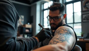 Experience the artistry of JairoRamirezart.com through detailed tattoo work in a vibrant studio.