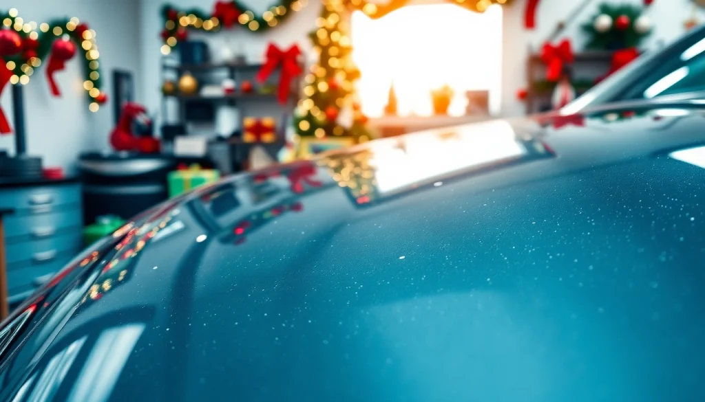 Give a Christmas car detailing gift that showcases a beautifully detailed vehicle in festive decor.