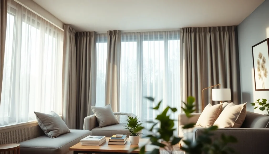 Verduisterende gordijnen die een stijlvolle sfeer creëren in de woonkamer.
