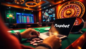 Betting excitement with 7upbet's online casino table and digital interface